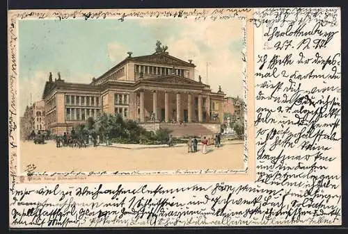 Lithographie Berlin, Partie am Königlichen Schauspielhaus, Gendarmenmarkt