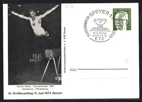 AK Speyer, 16. Grosstauschtag 1972, Helmut Bantz, Olympiasieger 1956 im Pferdesprung