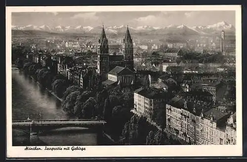 AK München, Isarpartie mit Maximilianskirche