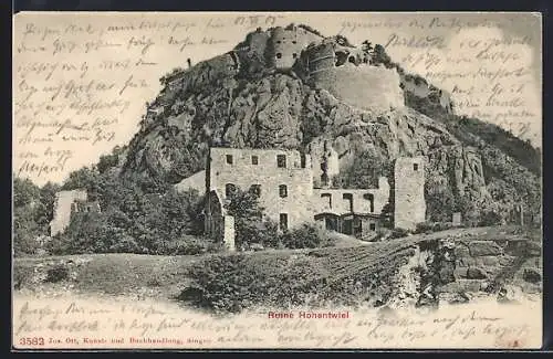 AK Singen / Hegau, Blick auf Ruine Hohentwiel