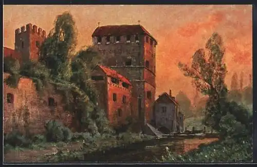 Künstler-AK München, Jungfernturm (Alt-München)