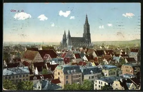 AK Ulm / Donau, Ortsansicht mit Münster