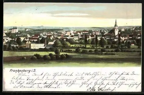AK Frankenberg / Sachsen, Panorama mit Kirche
