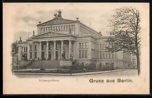 AK Berlin, Schauspielhaus am Gendarmenmarkt mit Strassenpartie
