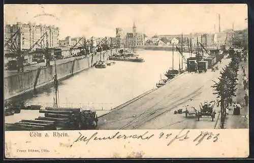 AK Köln a. Rhein, Uferpartie im Hafen
