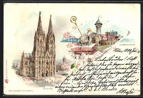 Künstler-AK Köln, Ulrepforte und Dom