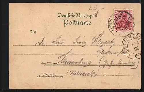 Lithographie Köln, Totalansicht der Stadt, Dampfer