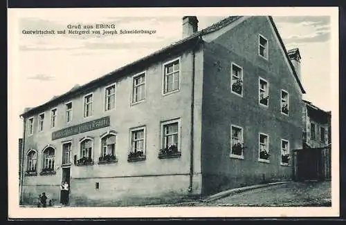 AK Ebing / Hallstadt, Gasthaus-Metzgerei zur grünen Traube Joseph Schniederbanger, Strassenansicht