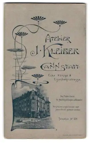 Fotografie J. Kleiber, Cannstatt, Ecke König- und Eisenbahnstrasse, Ansicht Cannstatt, Eckhaus des fotogr. Atelier