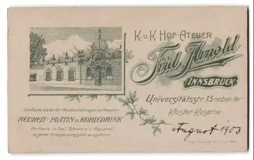 Fotografie Fritz Arnold, Innsbruck, Universitätsstrasse 15, Ansicht Innsbruck, Aussenfassade des Fotoatelier