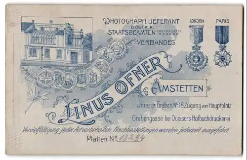 Fotografie Linus Ofner, Amstetten, Innerer Graben 18, Ansicht Amstetten, fotografisches Atelier mit Medaillen