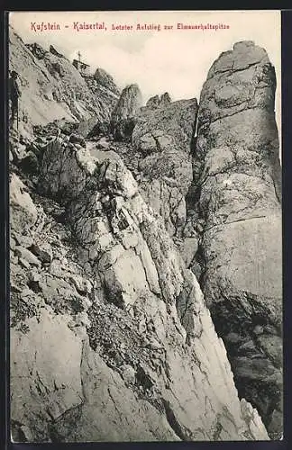 AK Kufstein /Kaisertal, Letzter Aufstieg zur Elmauerhaltspitze