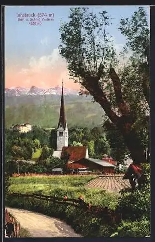 AK Innsbruck-Ambras, Blick auf Dorf und Schloss