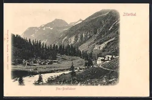 AK Ginzling /Zillerthal, Neu-Breitlahner mit Fluss und Bergen