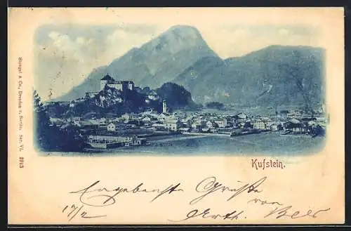 AK Kufstein, Ortsansicht gegen die Berge