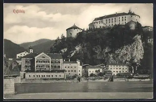 AK Kufstein, Ortsansicht mit Gasthof zur Post