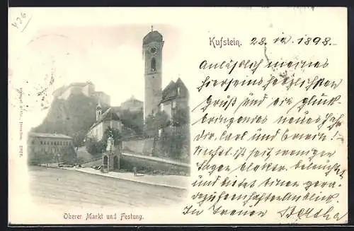 AK Kufstein, Oberer Markt und Festung