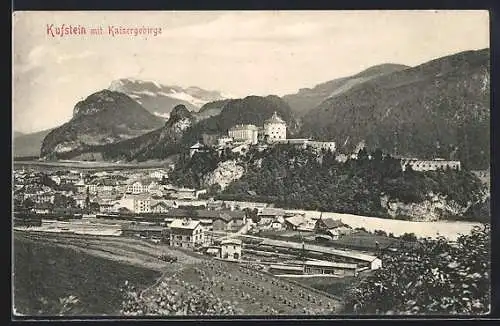 AK Kufstein, Gesamtansicht mit Kaisergebirge