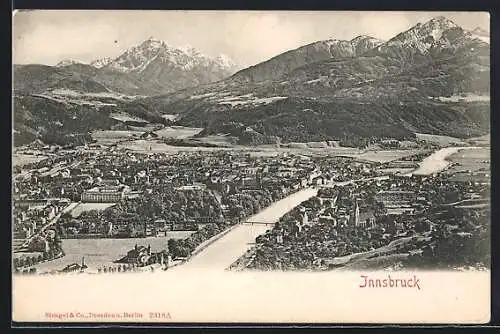 Foto-AK Fritz Gratl: Innsbruck, Panoramablick mit Alpen