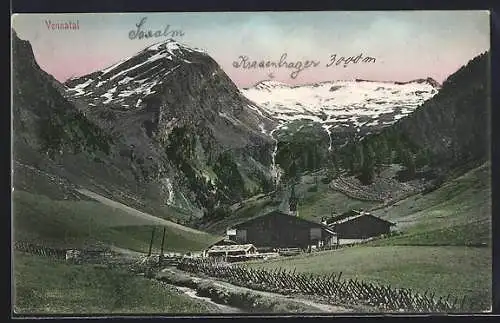 AK Gries am Brenner, Vennatal, Partie mit einigen Häusern und Kirche