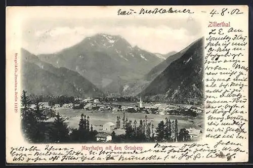 AK Mayrhofen /Zillerthal, Ortsansicht mit dem Grünberg