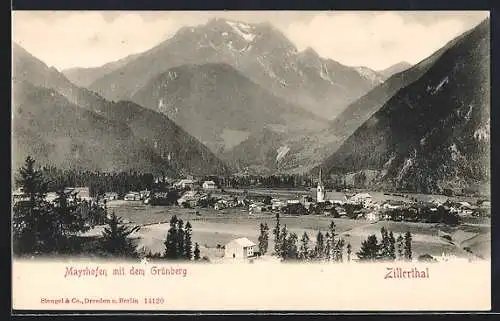 AK Mayrhofen /Zillerthal, Ortsansicht mit dem Grünberg