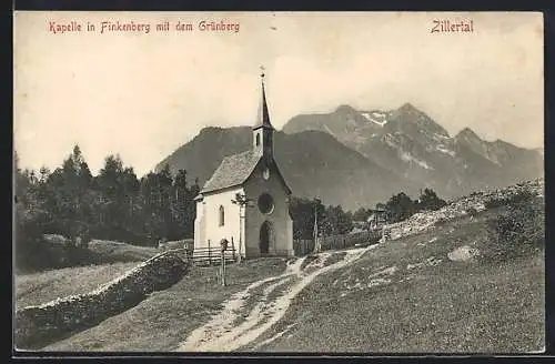 AK Finkenberg /Zillertal, Kapelle mit dem Grünberg