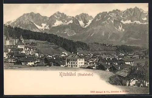 AK Kitzbühel /Giselabahn, Ortsansicht mit Bergpanorama