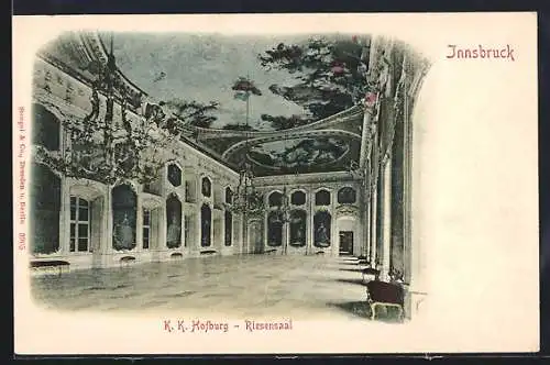 AK Innsbruck, K. K. Hofburg, Innenansicht des Riesensaals