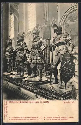 AK Innsbruck, Hofkirche, Theoderich-Gruppe II., rechts, Theoderich, König der Ostgoten, Gest. 526