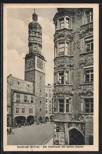 AK Innsbruck, Stadtturm mit katholischem Kasino