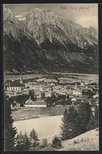 AK Hall i. Tirol, Teilansicht mit Kirche