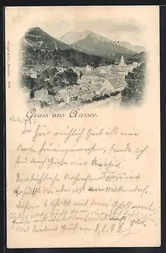 AK Aussee, Teilansicht mit Bergen