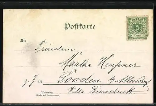 Lithographie Hübsche Frauen wünschen fröhliche Pfingsten