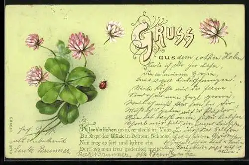 AK Klee Grusskarte mit Gedicht