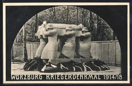 AK Würzburg, Kriegerdenkmal 1914-18 durch Tor gesehen