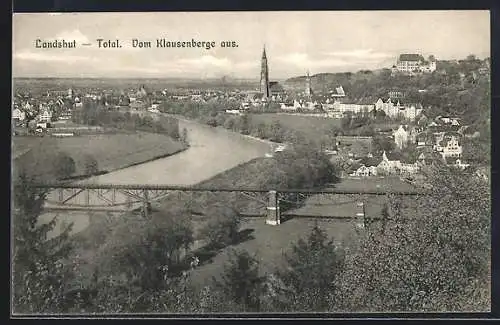 AK Landshut / Isar, Totalansicht vom Klausenberge aus