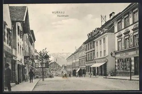 AK Murnau / Staffelsee, Partie auf der Hauptstrasse, Geschäft Zacherl Bräu