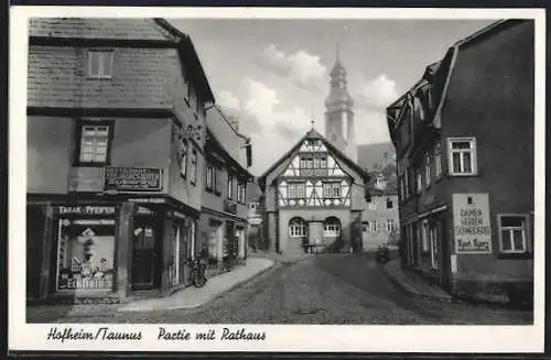 AK Hofheim / Taunus, Strassenpartie mit Rathaus und Restaurant Vire Jahreszeiten