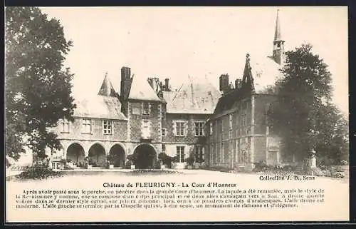 AK Fleurigny, Château de Fleurigny, La Cour d`Honneur