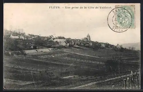 AK Fléys, Vue prise de la Côte de Valériot