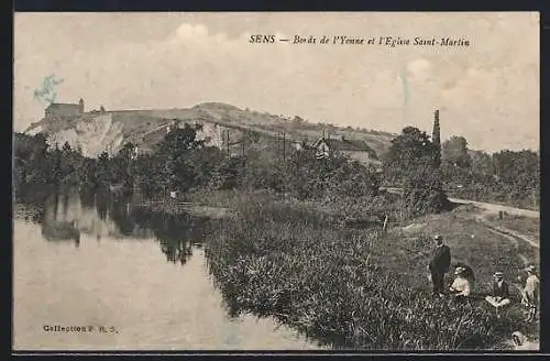 AK Sens, Bords de l`Yonne et l`Église Saint-Martin