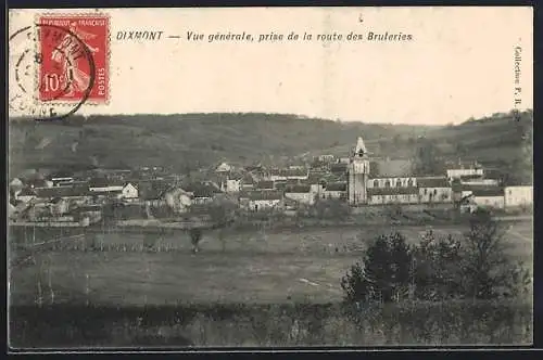AK Dixmont, Vue générale, prise de la route des Bruleries