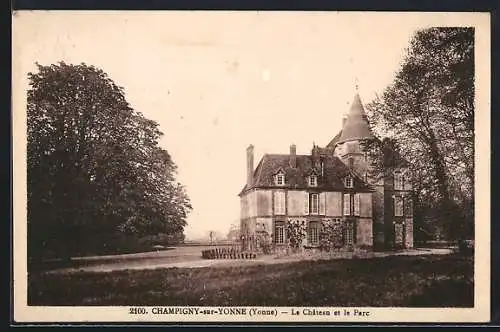 AK Champigny-sur-Yonne, Yonne, Le Château et le Parc