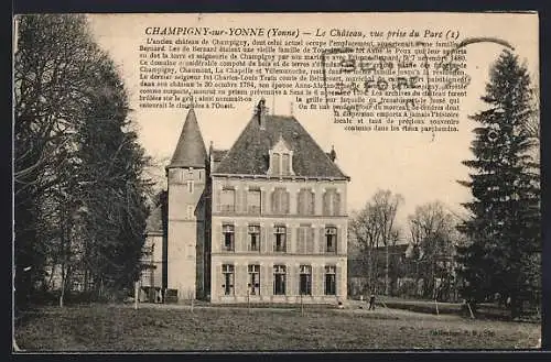 AK Champigny-sur-Yonne /Yonne, Le Château, vue prise du Parc
