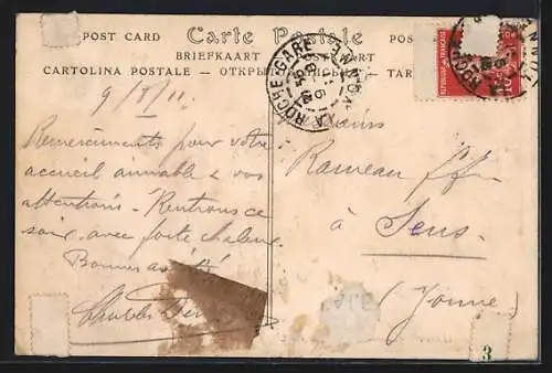 AK Avallon, Quartier du Pont et vue sur la ville en arrière-plan