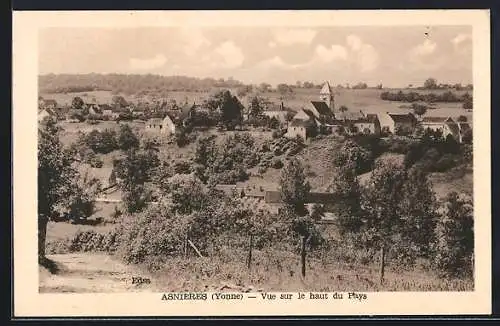 AK Asnieres /Yonne, Vue sur le haut du Pays