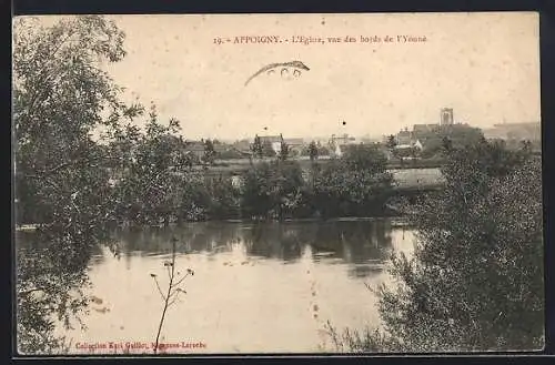 AK Appoigny, L`Église, vue des bords de l`Yonne