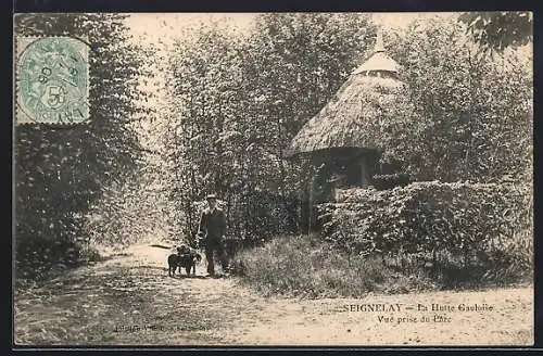 AK Seignelay, La Hutte Gauloise, vue prise du Chemin
