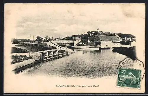 AK Rogny /Yonne, Vue générale, Canal